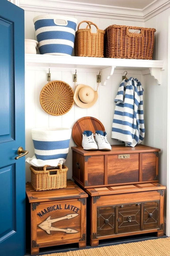 Functional Nautical Storage - 22 Beach House Decor Ideas