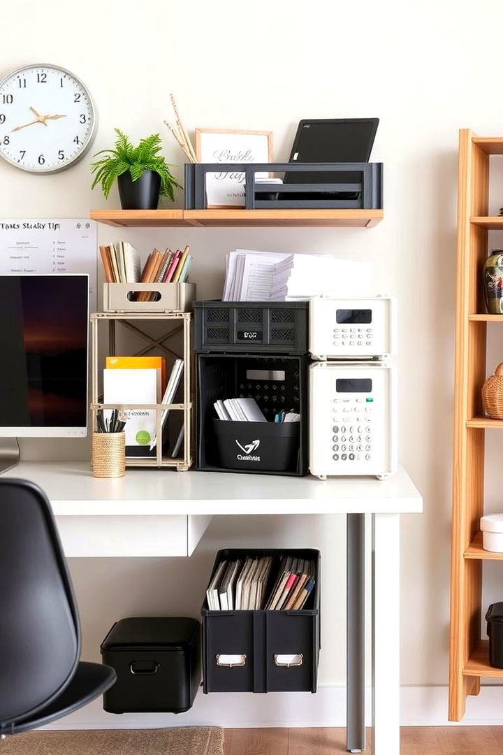 Functional Office Supply Organizer - 22 Milk Crate Storage Ideas