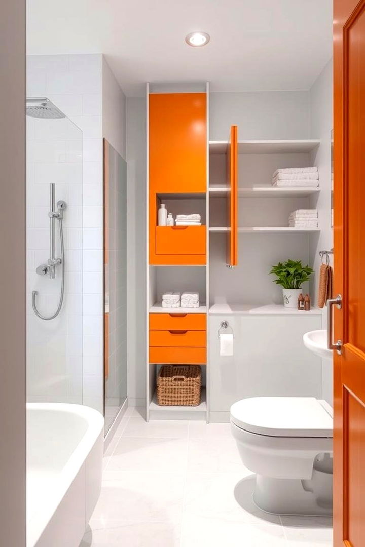 Functional Orange Storage Ideas - 22 Orange Bathroom Ideas