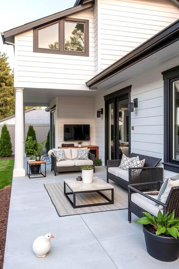 Functional Outdoor Living Spaces - 22 single story white house black trim