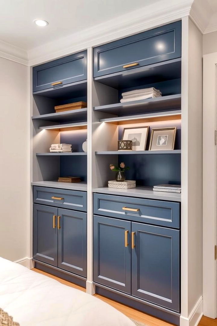 Functional Storage Ideas - 22 Blue and Gold Bedroom Ideas