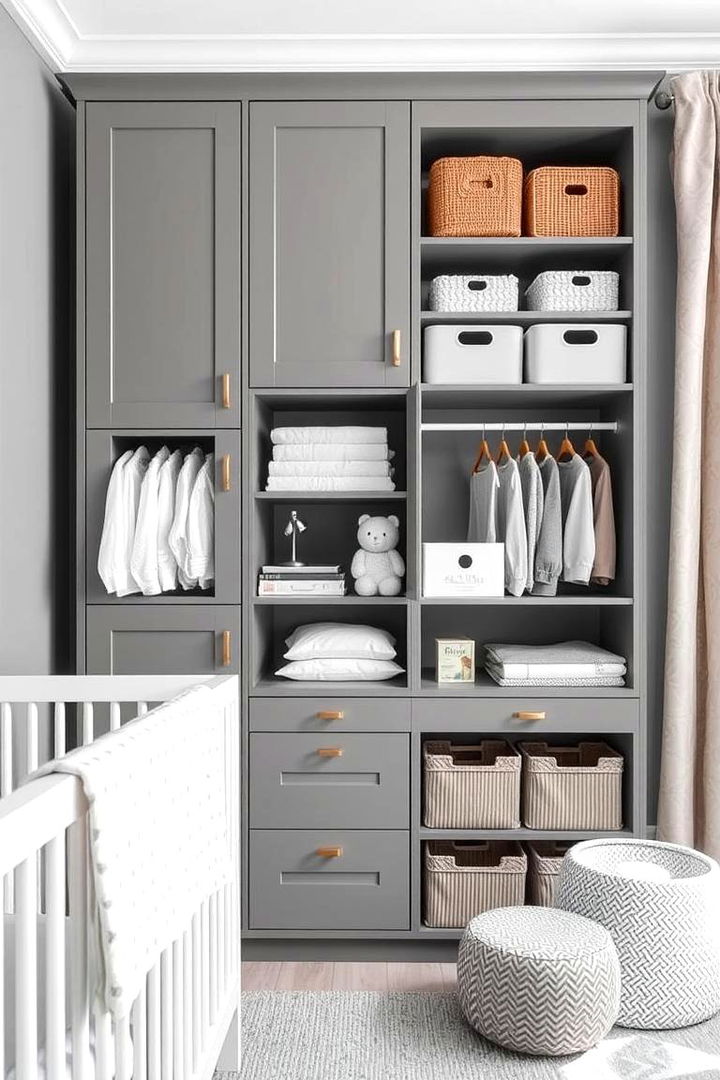 Functional Storage Solutions - 22 Grey Nursery Ideas
