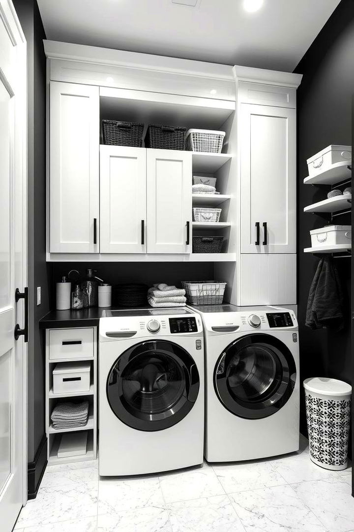 Functional Storage Solutions - 22 Black and White Laundry Room Ideas