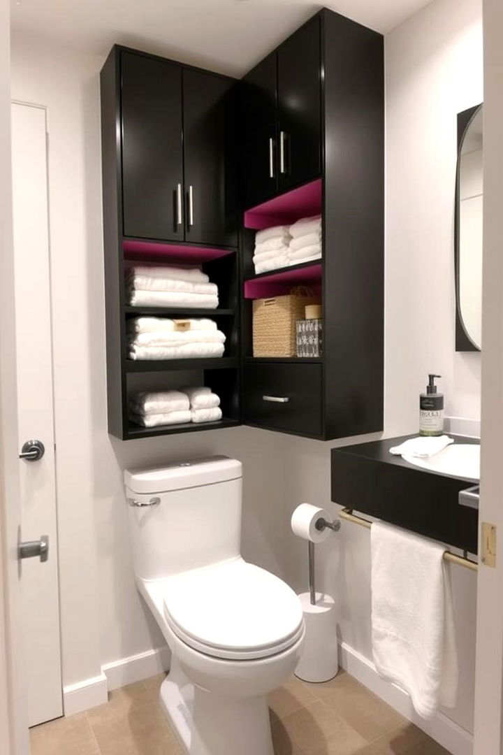 Functional Storage Solutions - 22 Pink and Black Bathroom Ideas
