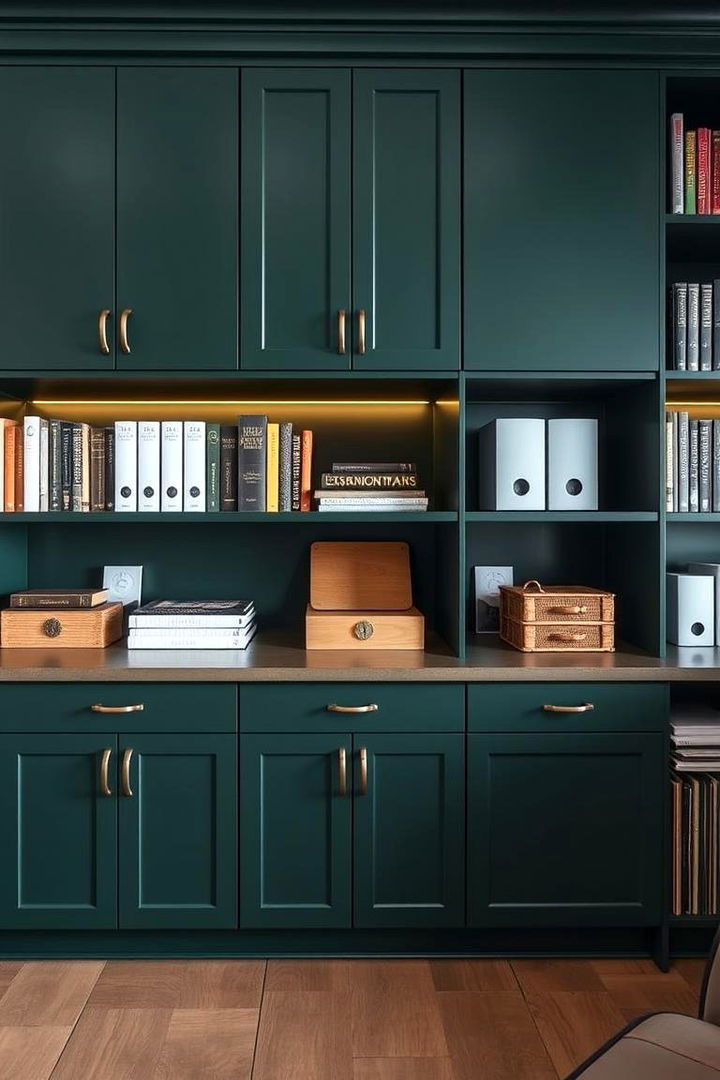 Functional Storage Solutions - 22 Dark Green Home Library Ideas and Inspiration