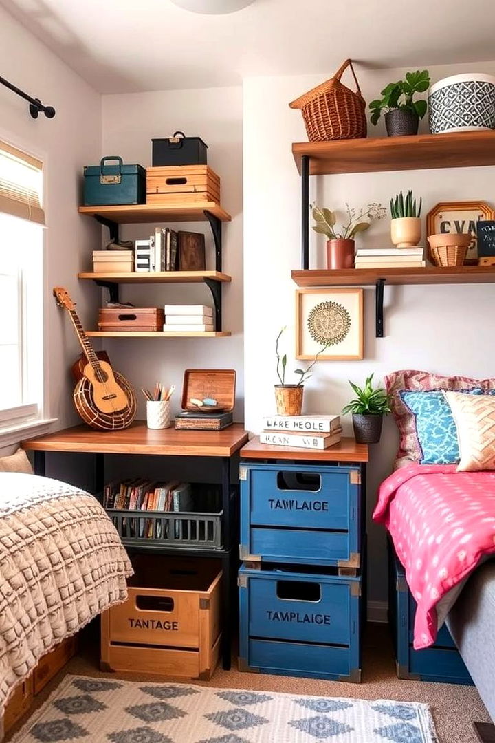 Functional Storage with Style - 22 Boho Dorm Room Ideas