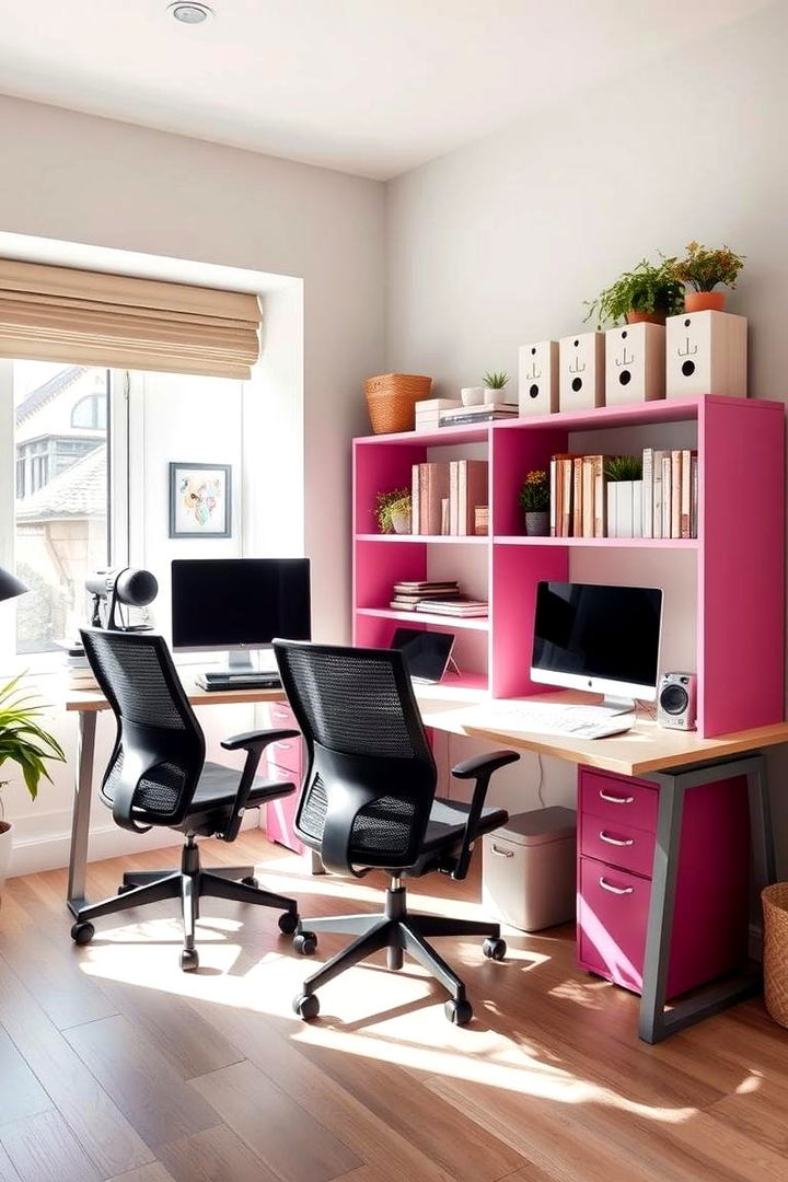 Functional Study Space - 22 Pink Dorm Room Ideas