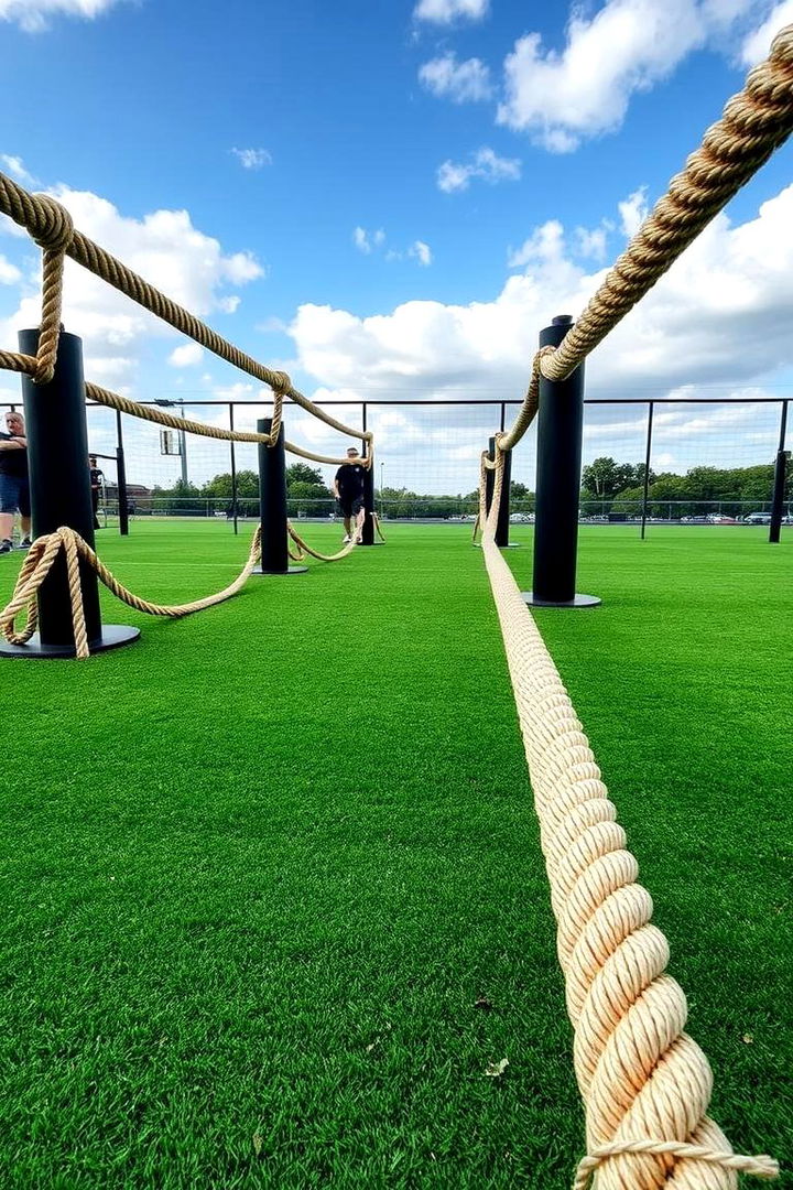 Functional Training Zone with Battle Ropes - 22 Outdoor Gym Ideas