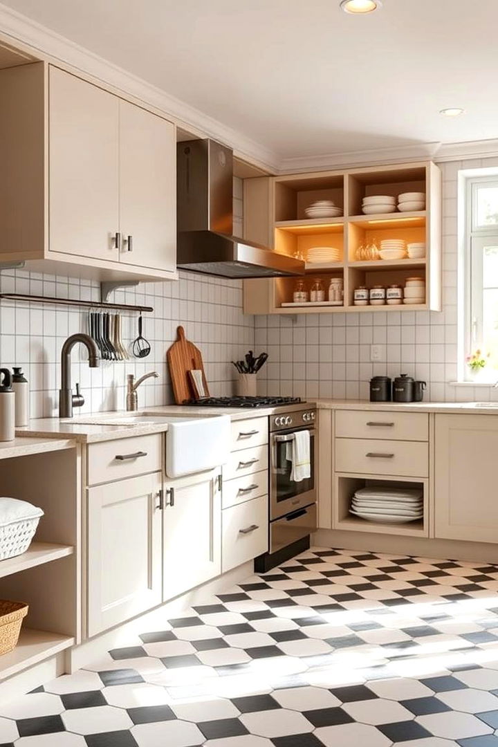 Functional Workspaces with Patterned Flair - 22 Kitchens With Checkered Floors