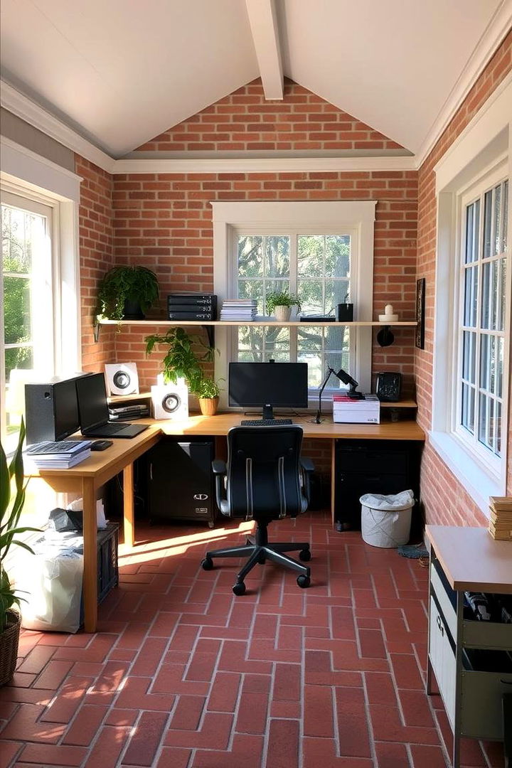 Functional Workspaces - 22 Brick Floor Sunroom Ideas