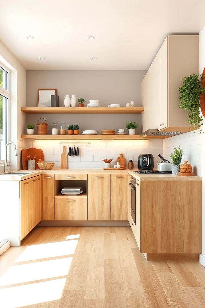 Functional Yet Stylish Layouts - 22 Light Wood Floor Kitchen Ideas