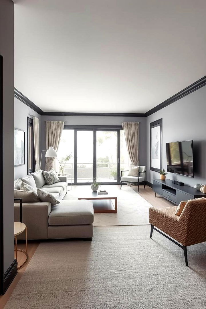 Functional Zoning for Living Areas - 22 living room grey walls black trim