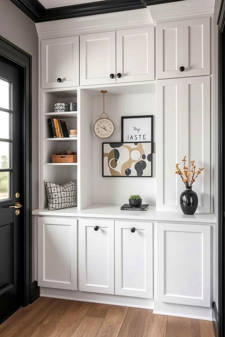 Functional and Chic Storage - 22 Living Room With Grey Walls and Black Trim