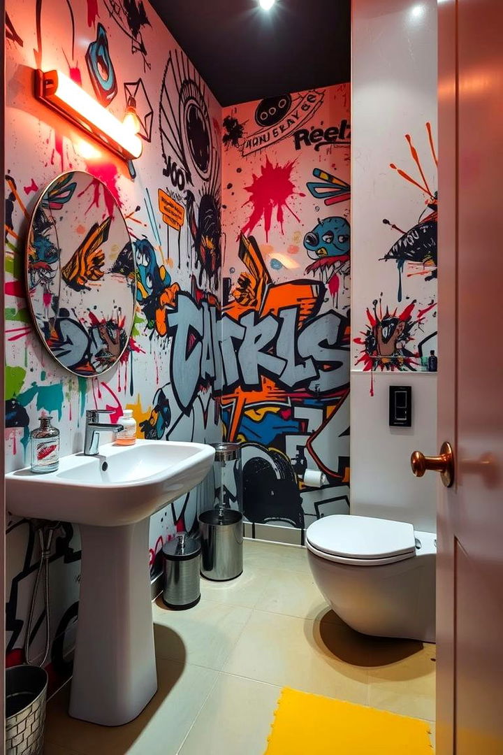 Funky Urban Graffiti - 22 Bathroom Wallpaper Ideas