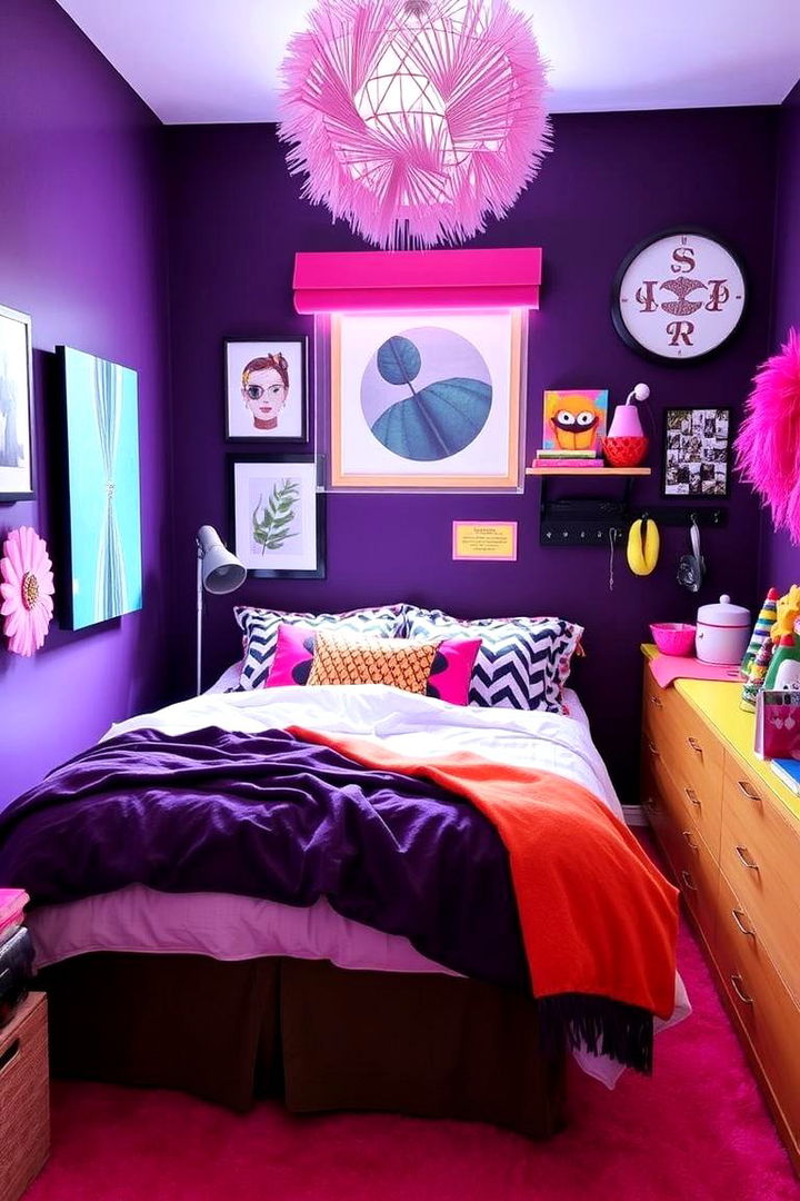 Funky and Vibrant Accessories - 22 Dark Purple Bedroom Ideas