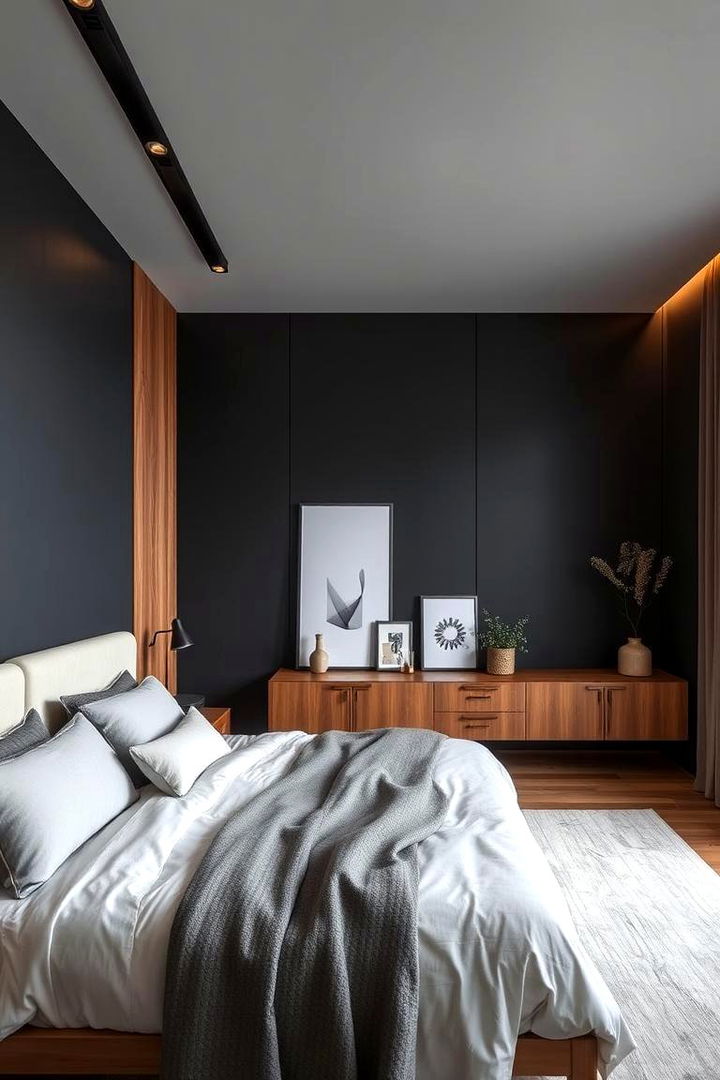 Fusion of Charcoal and Wood - 22 Charcoal Bedroom Ideas