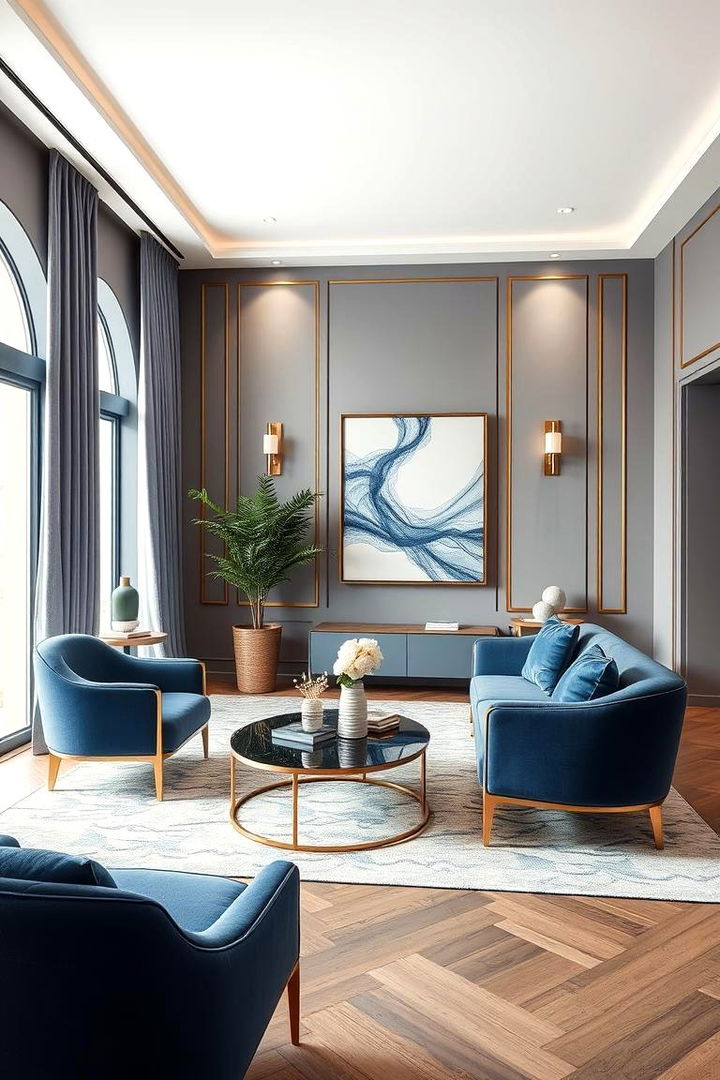 Fusion of Modern and Classic - 22 Blue and Gold Living Room Ideas