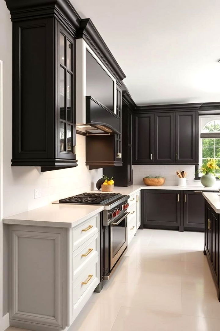 Fusion of Tradition with Contemporary Trends - 22 Black Kitchen Cabinets With White Countertops