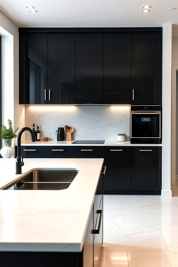Future forward Kitchen Transformations - 22 Black Kitchen Cabinets With White Countertops