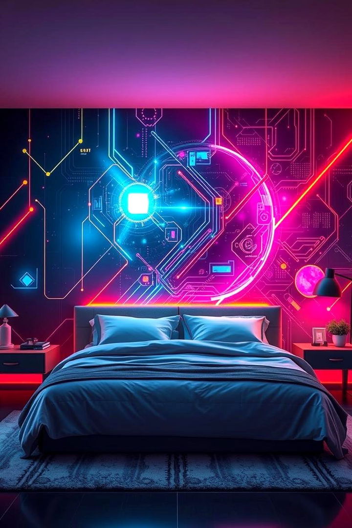Futuristic Digital Art for a Tech Touch - 22 Bedroom Wall Painting Ideas