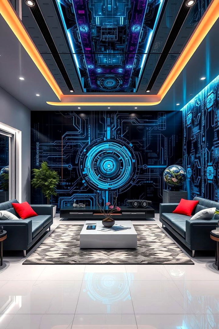 Futuristic Digital Prints - 22 Living Room Wallpaper Ideas