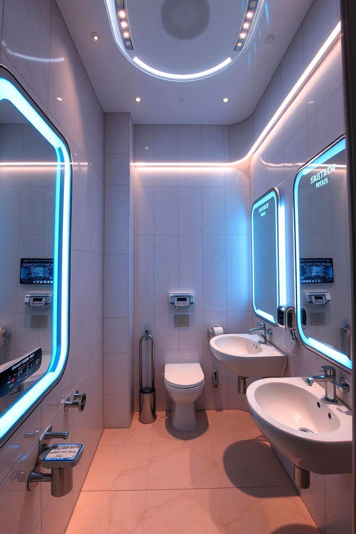 Futuristic Elements with Tech Integration - 22 Teen Bathroom Ideas