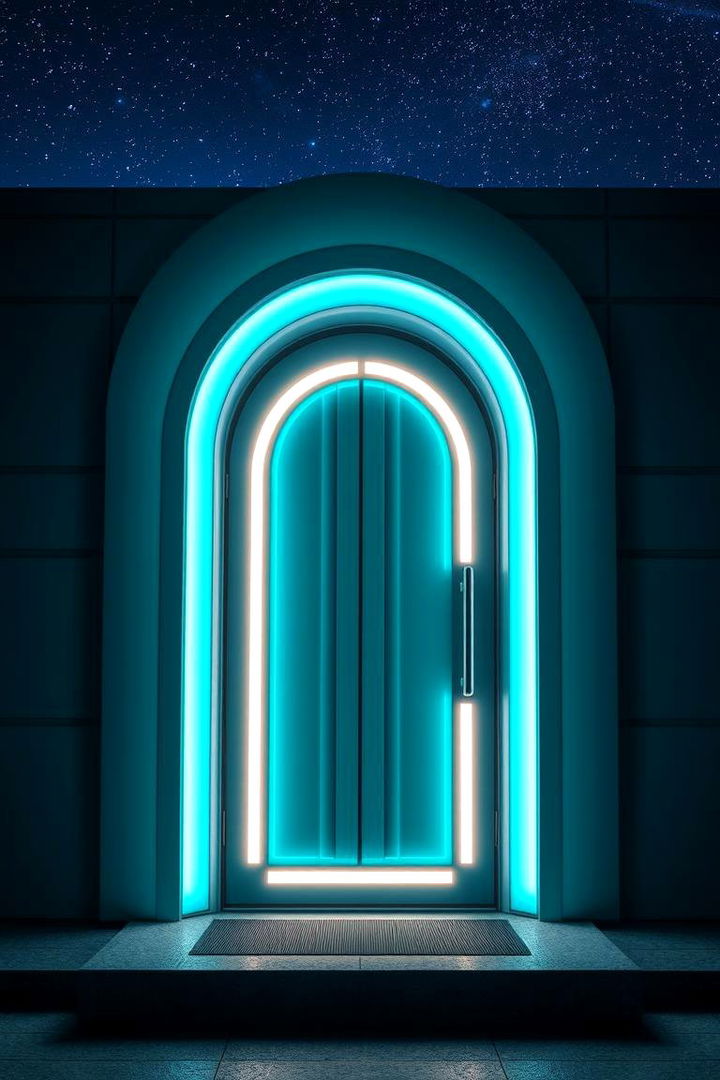 Futuristic LED Accents - 22 Turquoise Front Door Ideas