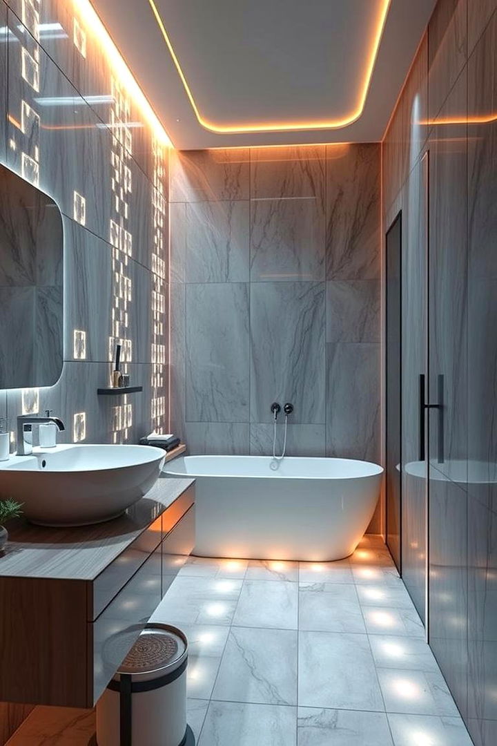 Futuristic LED Infused - 22 Bathroom Tile Ideas