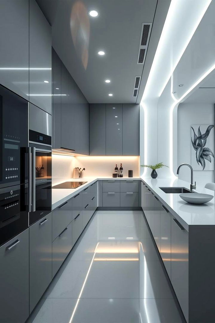 Futuristic Luxe Kitchen - 22 Grey and White Kitchen Designs