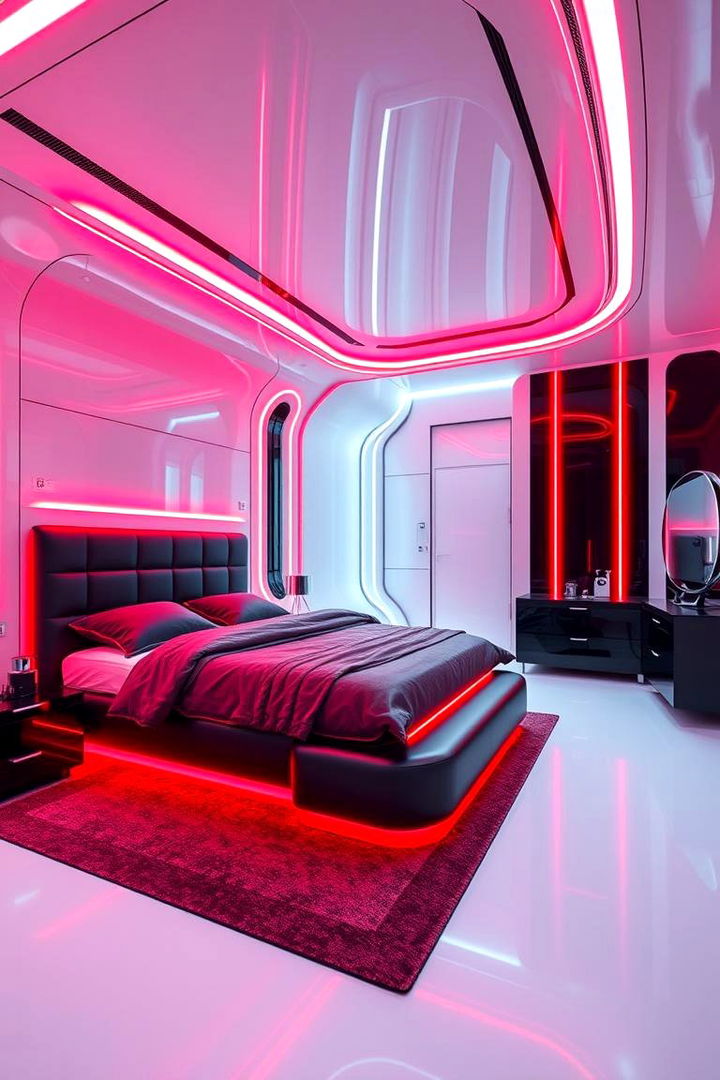 Futuristic Modern Design - 22 red black and white bedroom ideas