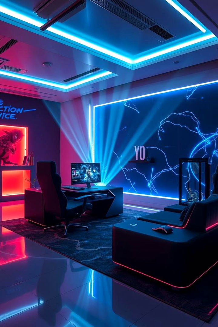 Futuristic Motion Sensor Lighting Effects - 22 Boys Gaming Bedroom Ideas
