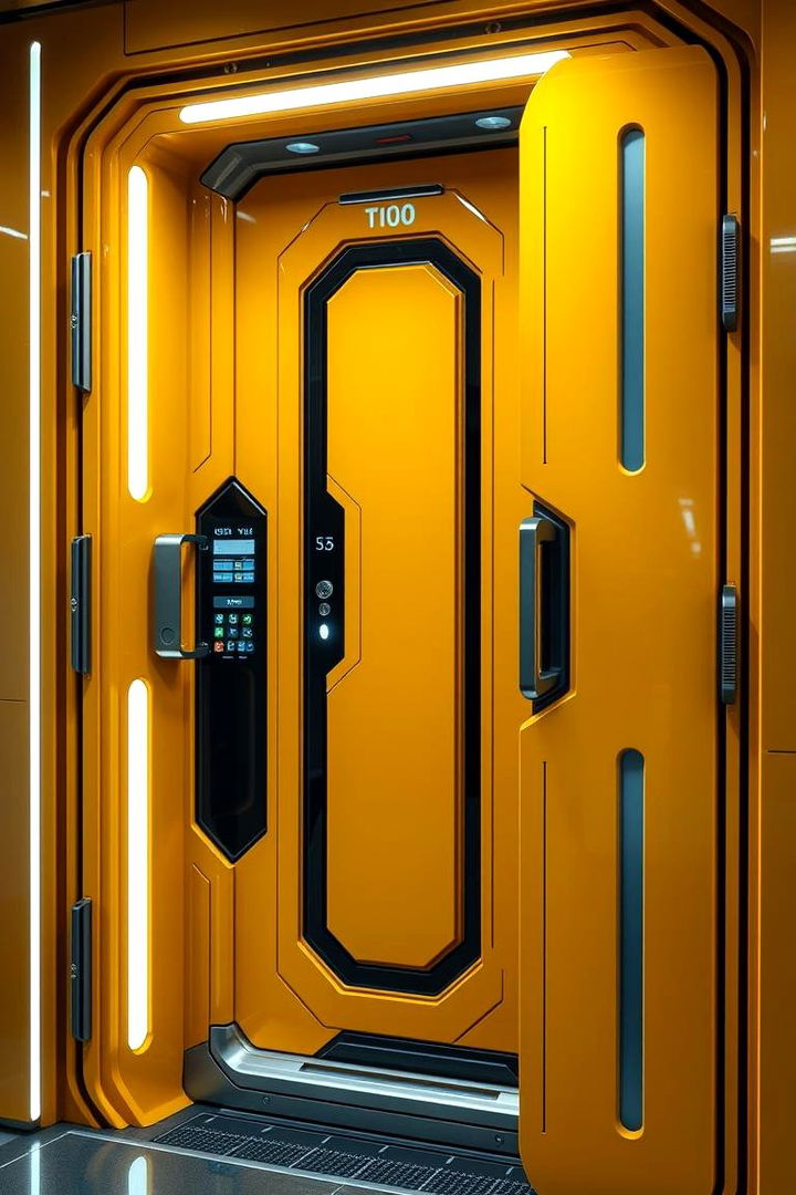 Futuristic Mustard Yellow High Tech Door - 22 Mustard Yellow Front Door Ideas