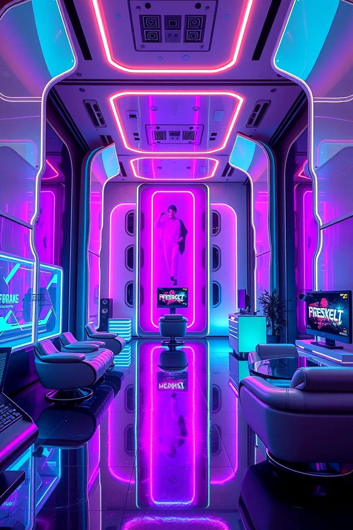 Futuristic Neon Setup - 22 Game Room Ideas