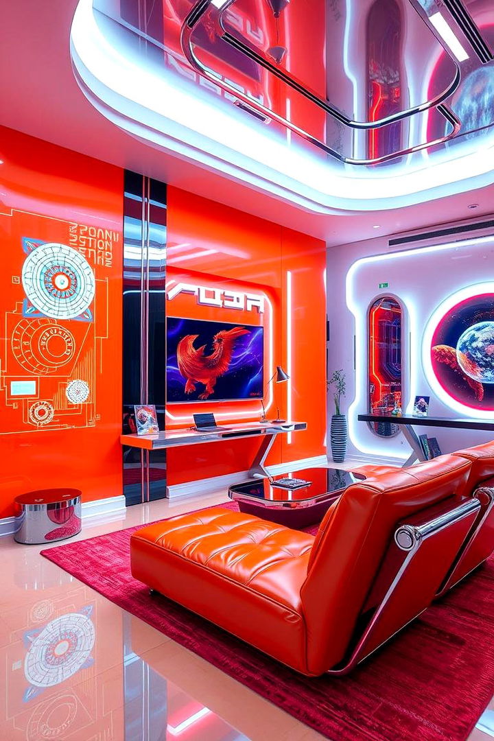 Futuristic Orange Vision - 22 Orange Accent Wall Ideas