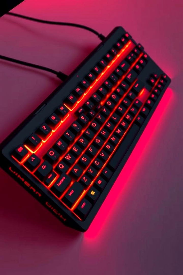 Futuristic Red Highlight Gaming Keyboard - 22 Red and Black Gaming Setup Ideas