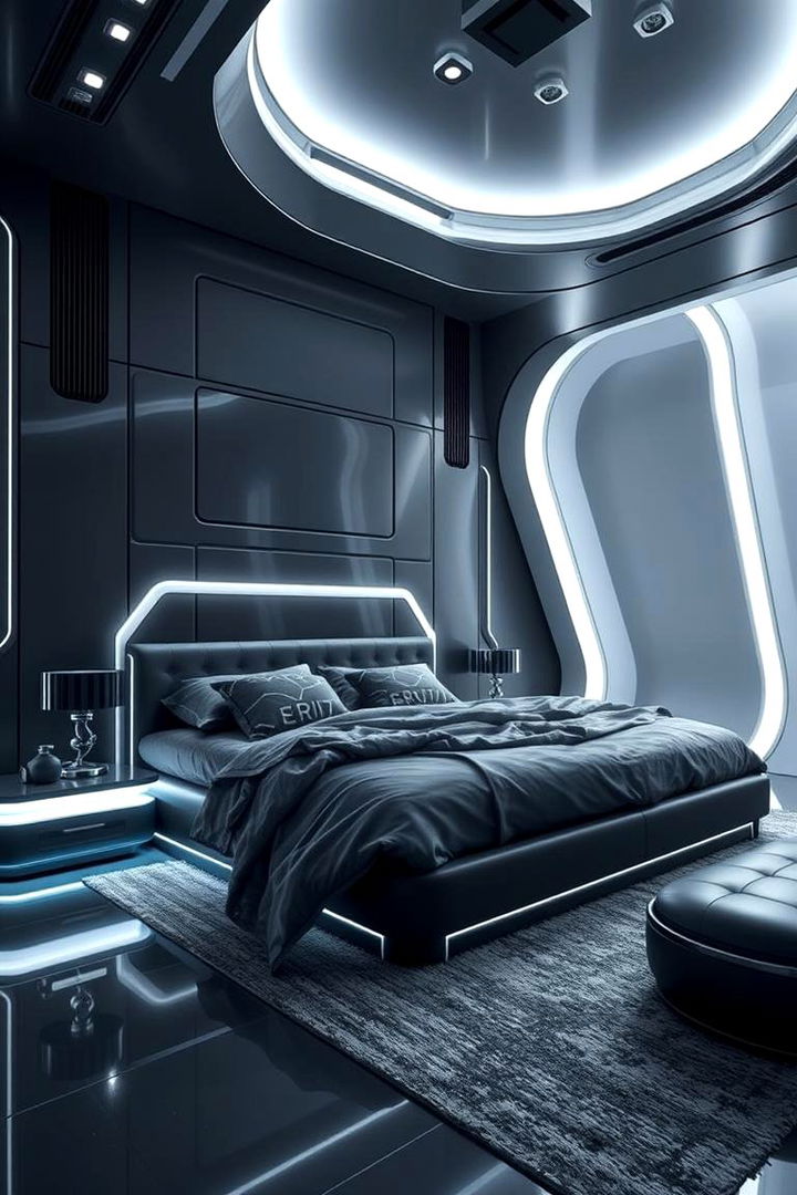 Futuristic Sleekness - 22 Dark Grey Bedroom Ideas