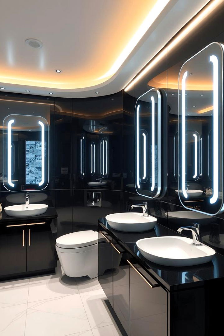 Futuristic Technological Integration - 22 bathroom with black cabinets ideas