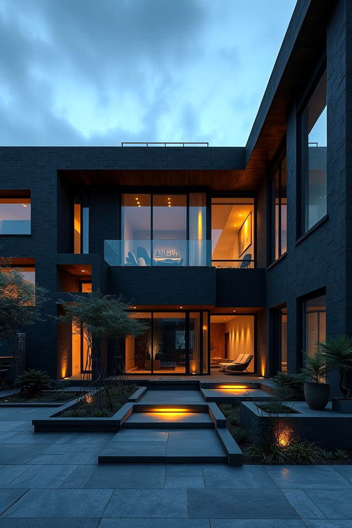 Futuristic Urban Retreat - 22 Black Stucco House Ideas