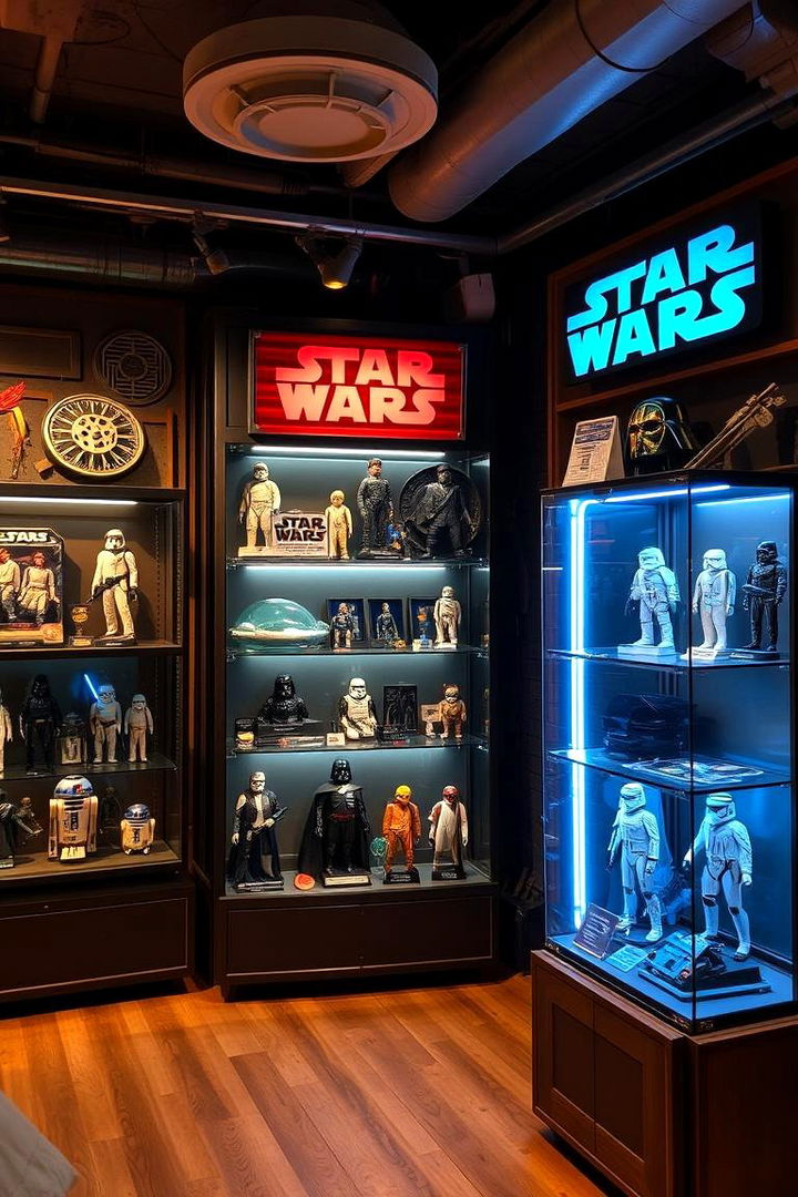 Galactic Vintage Collectibles Display - 22 Star Wars Man Cave Ideas