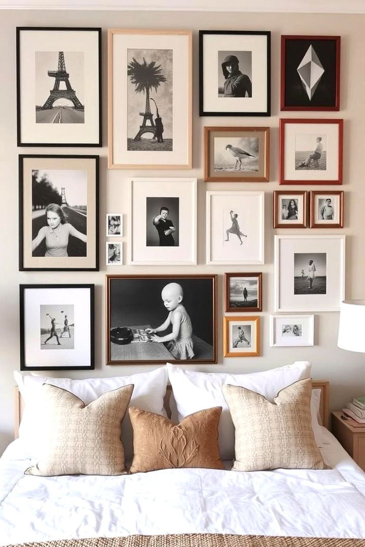 Gallery Wall of Art - 22 No Headboard Ideas