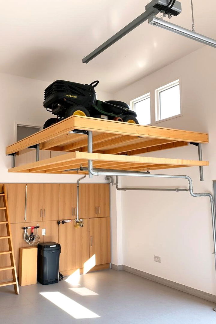 Garage Loft Installation - 22 Lawn Mower Storage Ideas