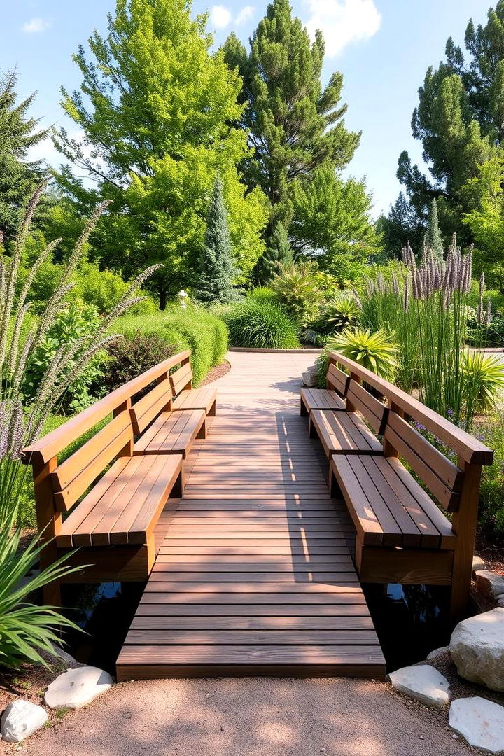 Garden Bridge with Integrated Seating Areas - 22 Garden Bridge Ideas