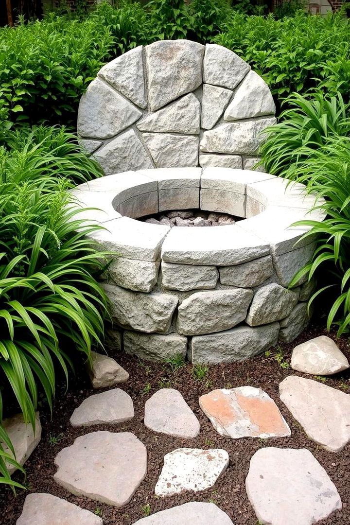 Garden Embedded Stone Fire Pit - 22 Stone Fire Pit Ideas