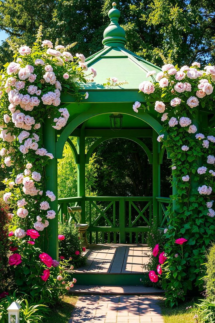 Garden Focused Green Gazebo - 22 Backyard Gazebo Ideas