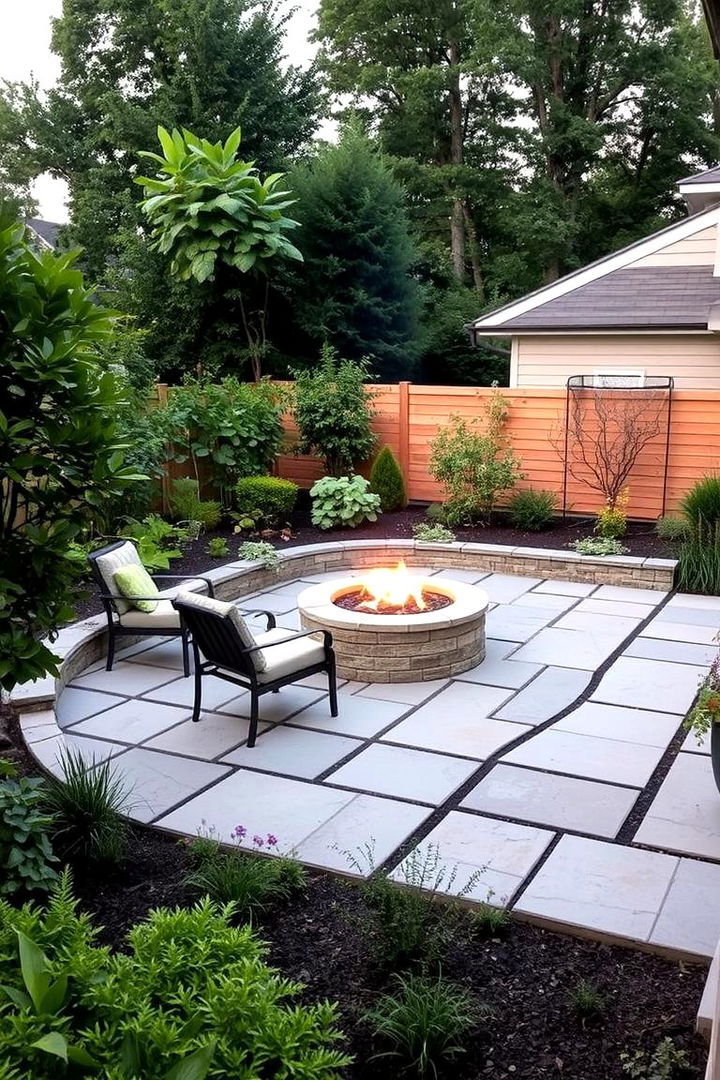 Garden Fusion with Nature - 22 Concrete Paver Patio Fire Pit Ideas