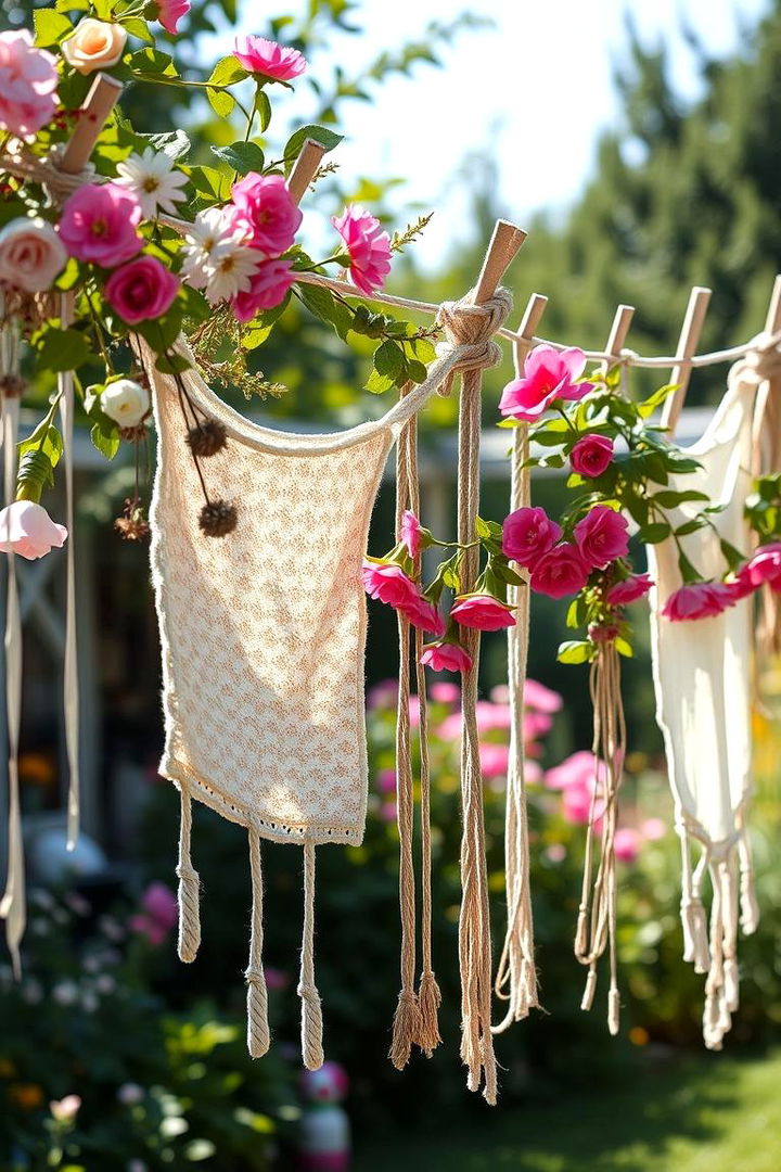 Garden Inspired Floral Display - 22 Outdoor Clothesline Ideas