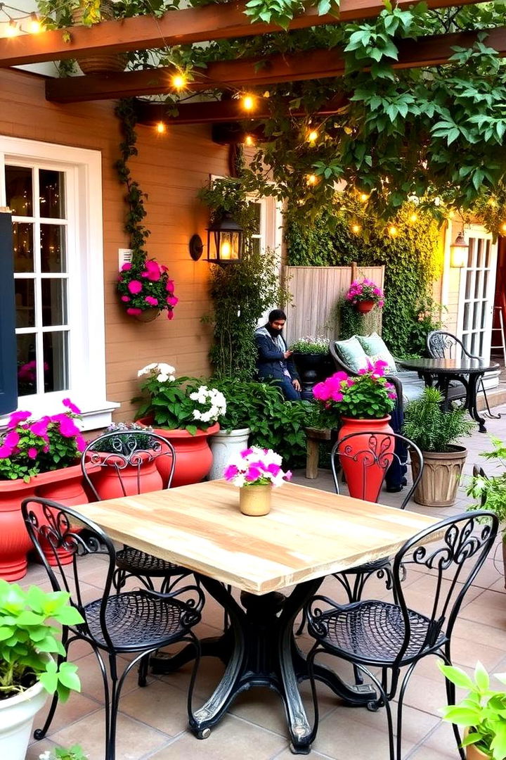 Garden Inspired Outdoor Dining Area - 22 Farmhouse Patio Ideas