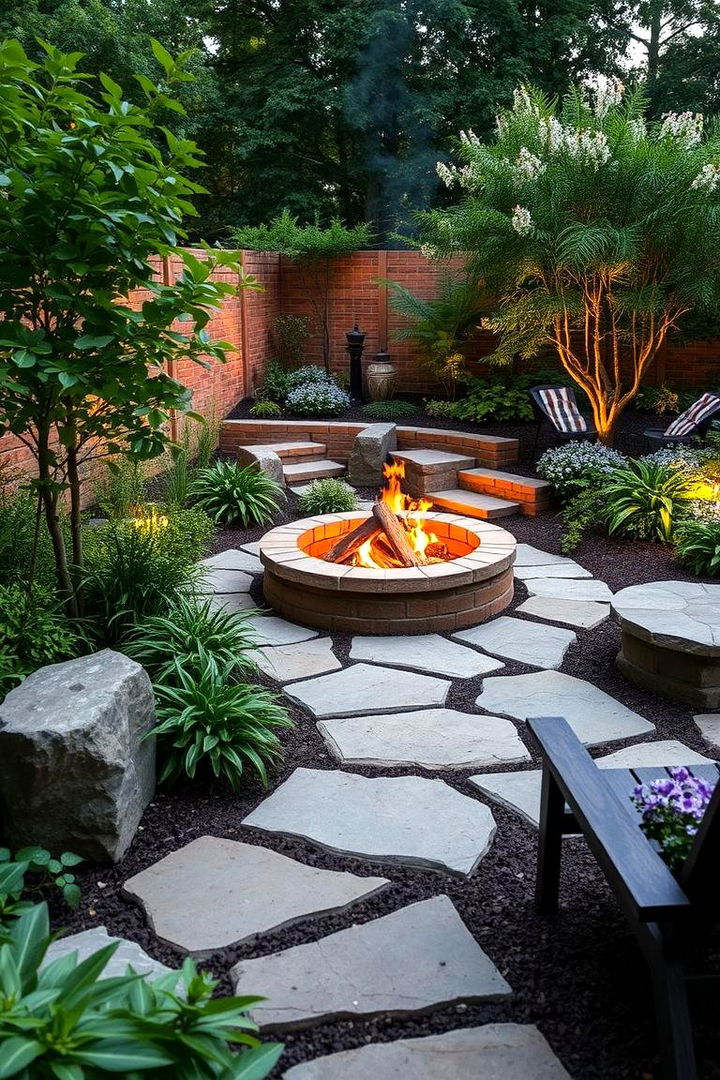 Garden Integrated Brick Fire Pit - 22 Brick Fire Pit Ideas