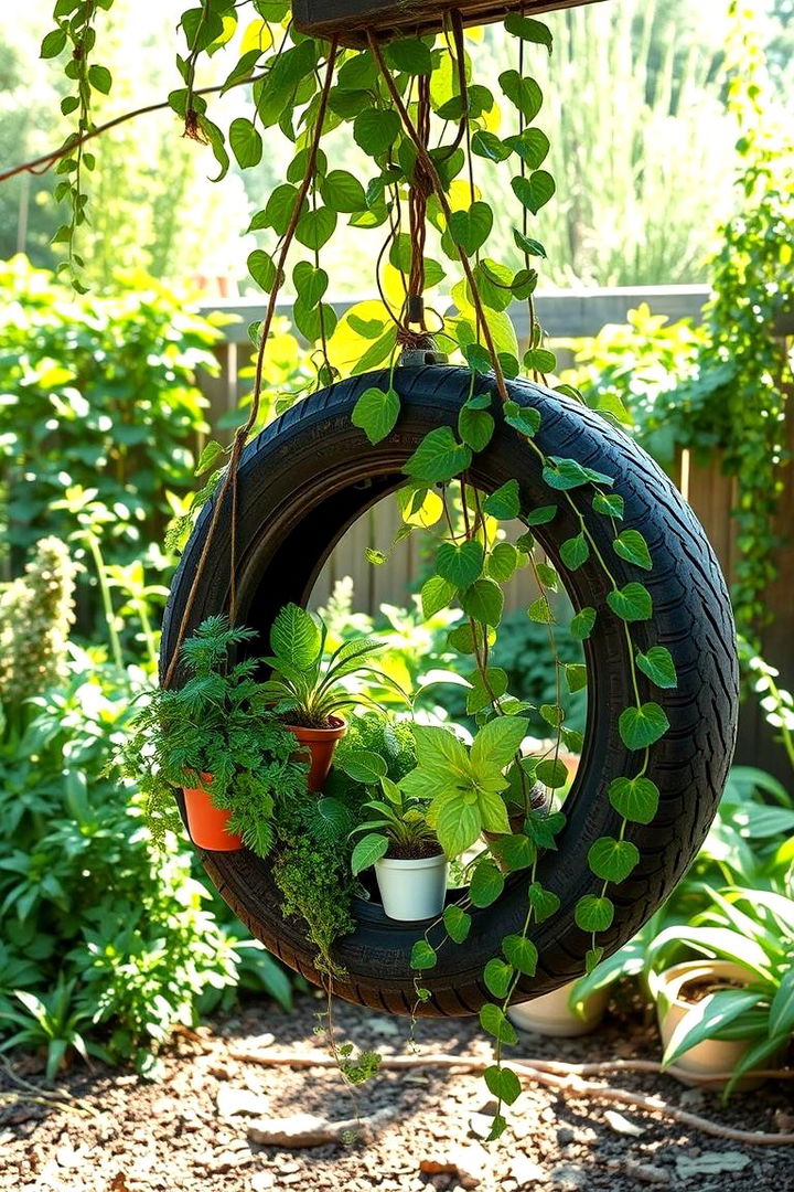 Garden Integrated Tire Swing - 22 Tire Swing Ideas