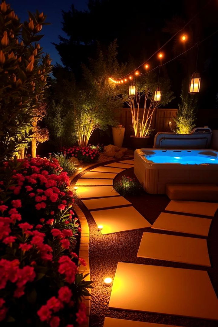 Garden Lighting - 22 Hot Tub Landscaping Ideas